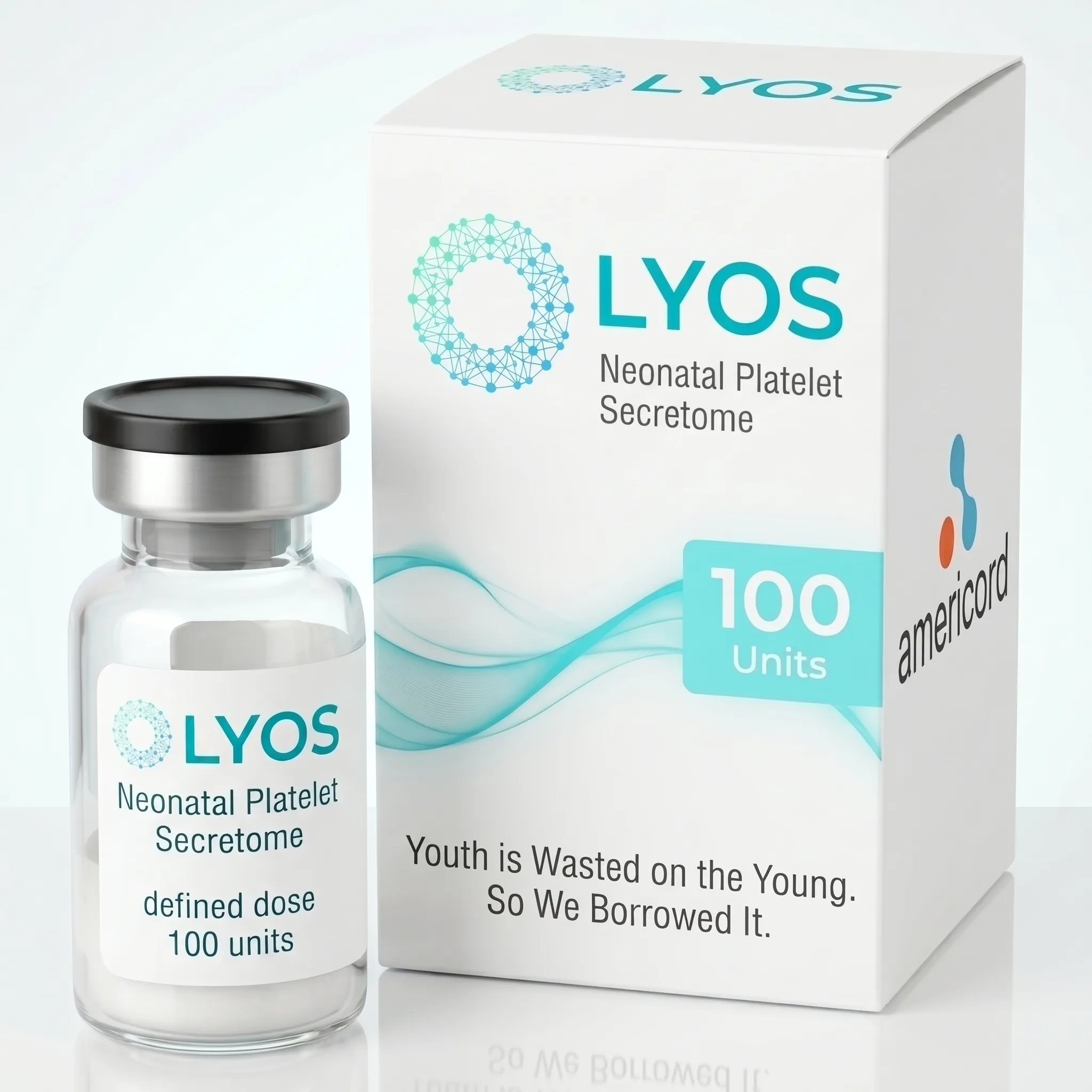 LYOS-001 lyophilized neonatal platelet secretome vial