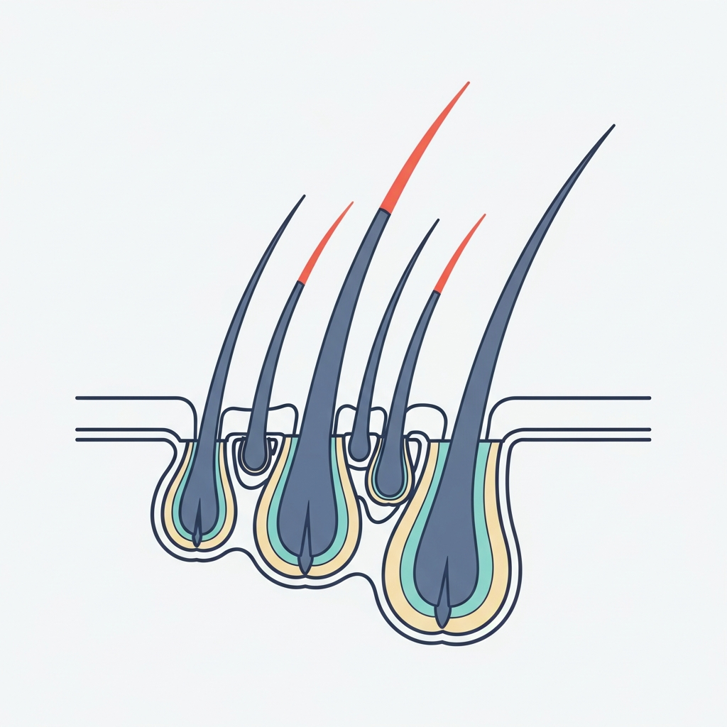 Hair Regrowth — Density and shaft diameter increase.